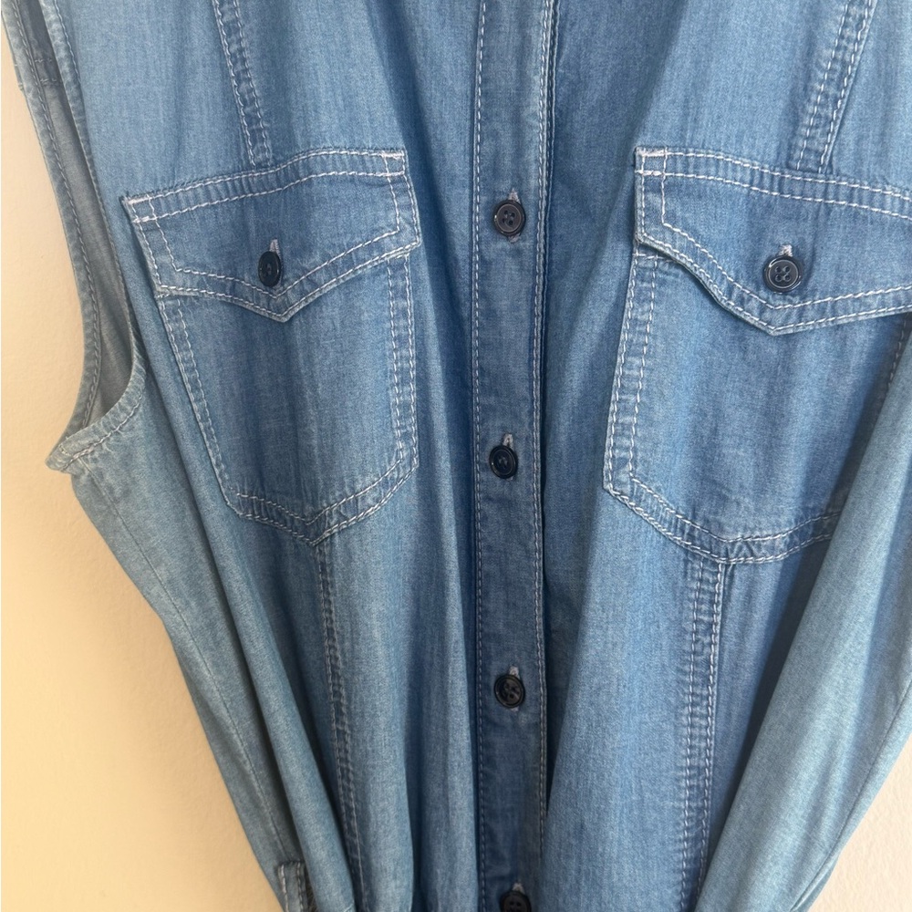 Marella Sleeveless Chambray Denim Maxi Dress – Size US 10